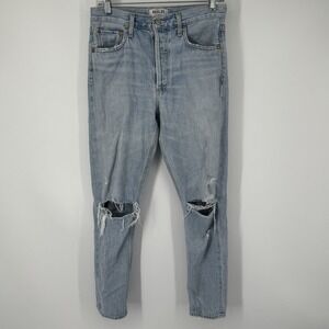 AGOLDE Jamie Distressed Jeans Womens 27 Light Wash High Rise Button Fly Straight